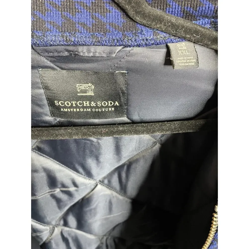 Scotch and Soda Blue Bomber Houndstooth Plaid Jacket Sz.XXL